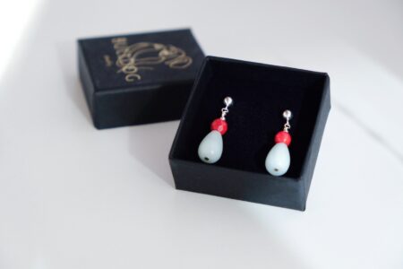 Earrings Coral and Amazonite